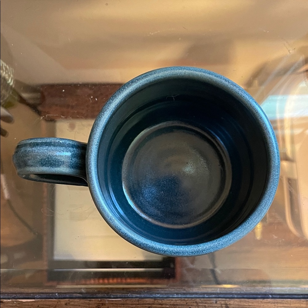 McQueen Pottery Blackberry Farm Stoneware Coffee Mug McQ Dark Teal Blue-Set of 2 - Picture 3 of 6